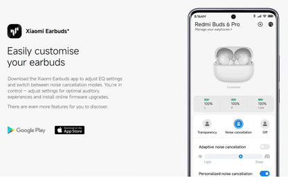 Xiaomi-Écouteurs Bluetooth sans fil Redmi Buds 6 Pro, audio haute résolution, AC satellite, suppression active du bruit 55dB, BT5.3, version globale