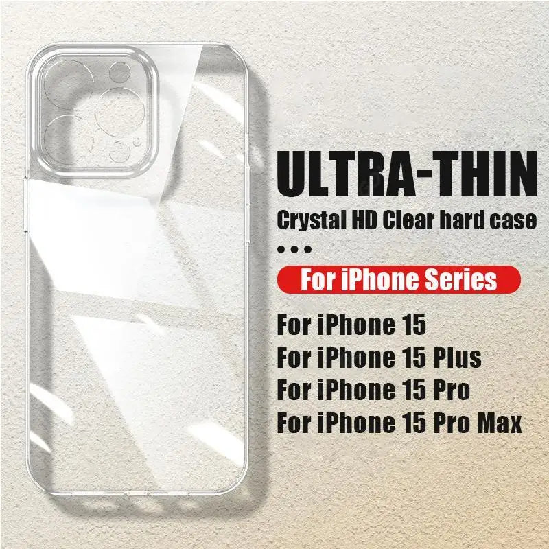 Coque rigide Ultra fine et transparente pour iPhone 15 14 13 12 16 Pro Max 16e 11, coque de téléphone antichoc transparente