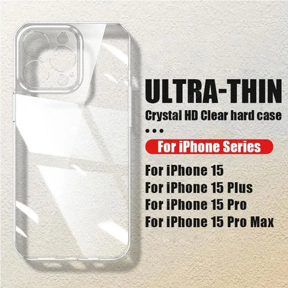Coque rigide Ultra fine et transparente pour iPhone 15 14 13 12 16 Pro Max 16e 11, coque de téléphone antichoc transparente