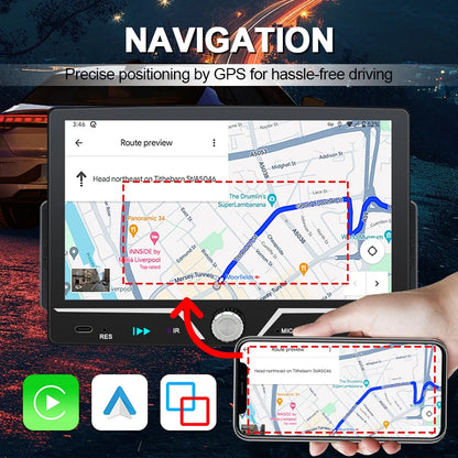 Autoradio Hippcron 1DIN 7" IPS – Android Auto &amp; CarPlay Sans Fil, Bluetooth, Mirror Link, Chargeur Type-C