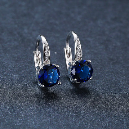 Boucles d'oreilles rondes en pierre blanche pour femmes, bijoux de mariage, cristal, classique, argent, document, femme, luxe