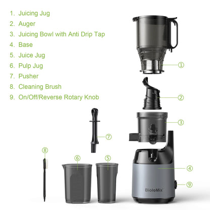 Extracteur de Jus Lent Biolomix SJ-023 – Grande Capacité &amp; Triple Filtre