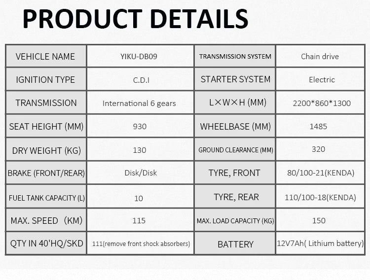 🏍️ Dirt Bike 300cc YIKU-DB09 – Puissance et Adrénaline Off-Road