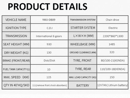 🏍️ Dirt Bike 300cc YIKU-DB09 – Puissance et Adrénaline Off-Road