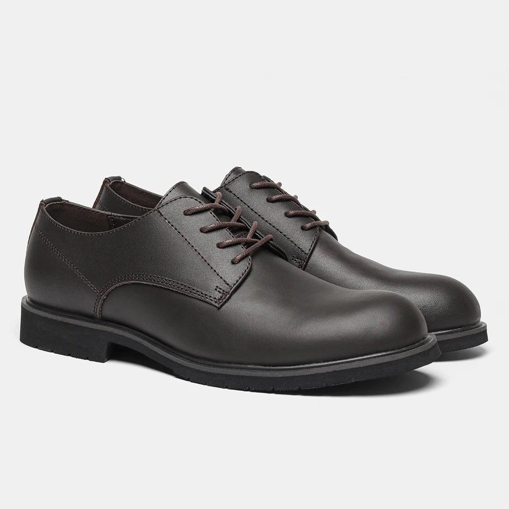 Chaussures décontractées en cuir pour hommes ultralégères et confortables Chaussures Derby en cuir véritable noires pour hommes #KD6675