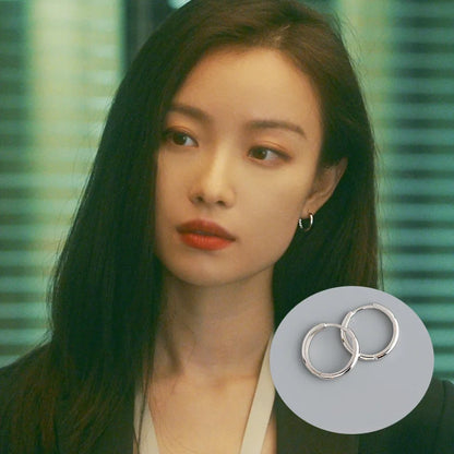 Boucle d'oreille ronde minimaliste en argent Sterling 925 véritable pour femmes, cerceau, accessoires de bijoux
