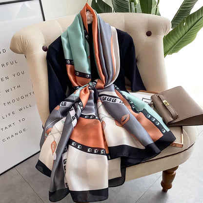 🧣 Foulard en Soie RUNMEIFA – Élégance d’Été & Style Luxe