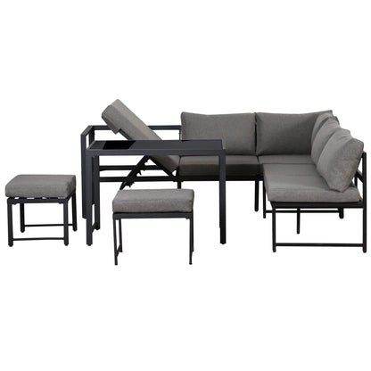 Ensemble canapé et chaise longue d'extérieur, ensemble de sièges en aluminium pour balcon de jardin avec fonction chaise longue