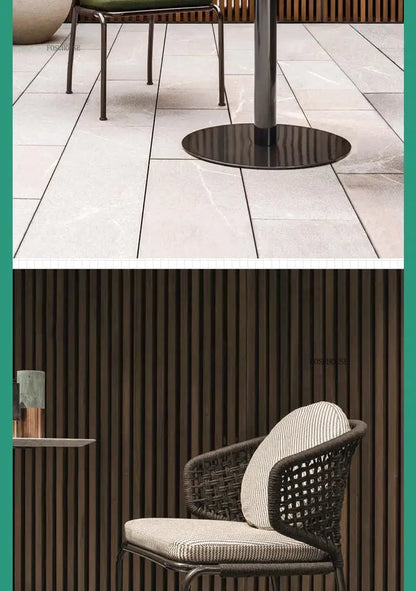 Dossiers européens chaises de jardin pour cour Protection solaire meubles d'extérieur en rotin creux meubles de Patio simples pour balcon
