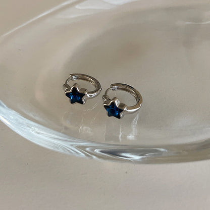 Boucles d'oreilles créoles étoile en argent Sterling 925, tempérament Simple incrusté de Zircon pour femmes, accessoires de bijoux de mariage