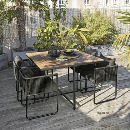 Ensembles de Table et de chaises d'extérieur en rotin PE, Table et chaise de loisirs pour cour, ensemble de meubles de jardin, balcon, meubles de Villa de jardin BB