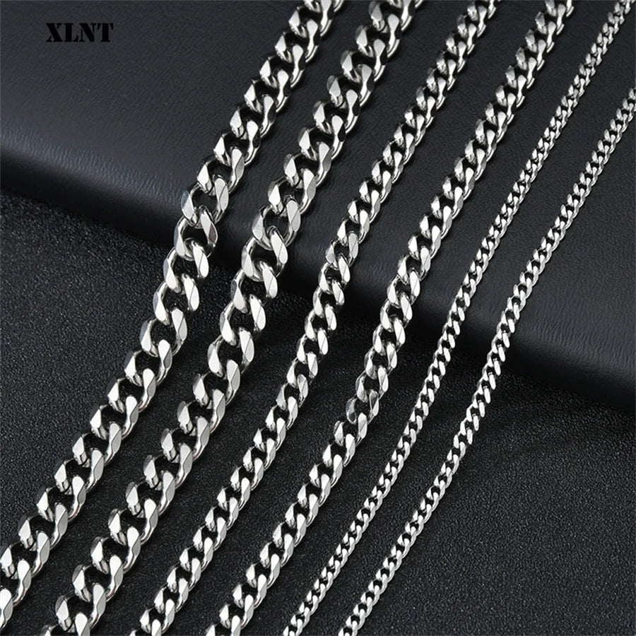 Collier à Maillons Cubains en Acier Inoxydable, Bijou pour Homme, Taille 3.6-9mm, 1 Pièce