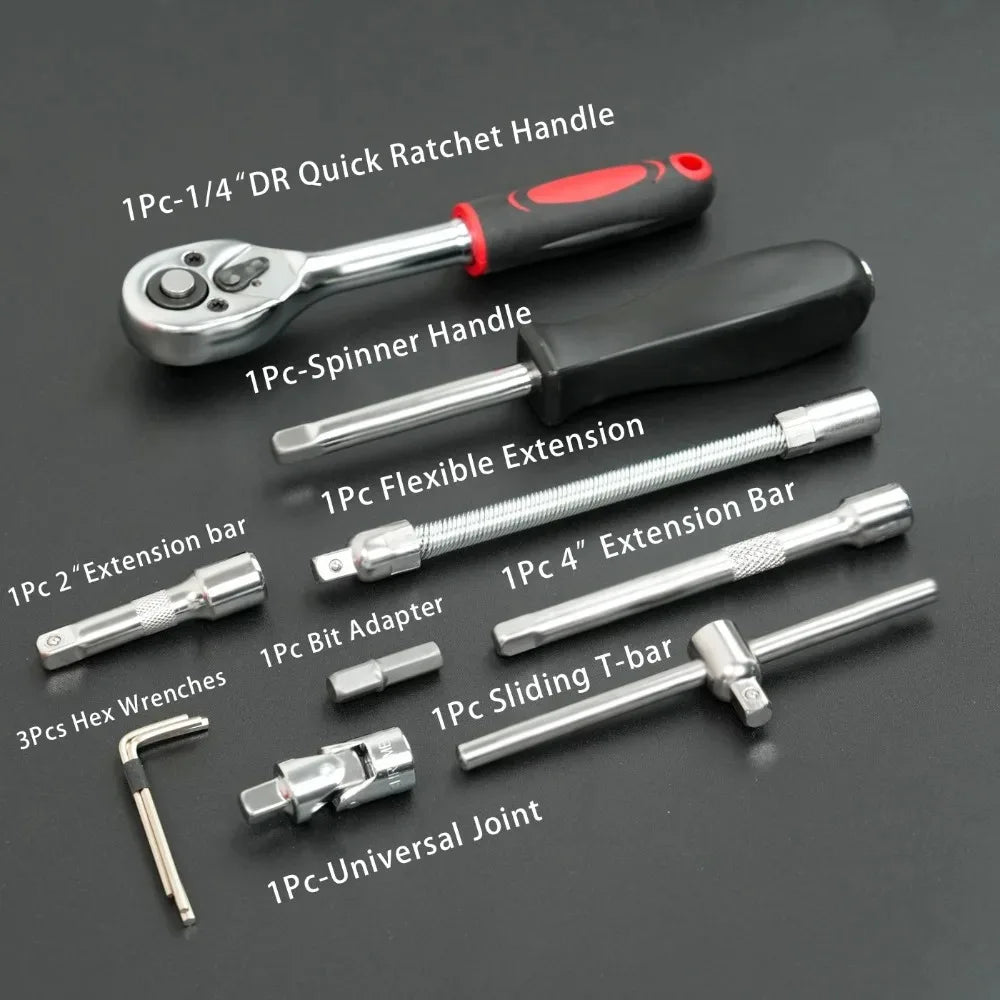 🔧 Kit de Clés à Douille 46 Pièces – Réparation Auto & Maison