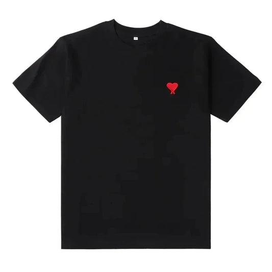 T-shirt femme été coton – Ample, imprimé amour, manches courtes, col rond tendance 2025