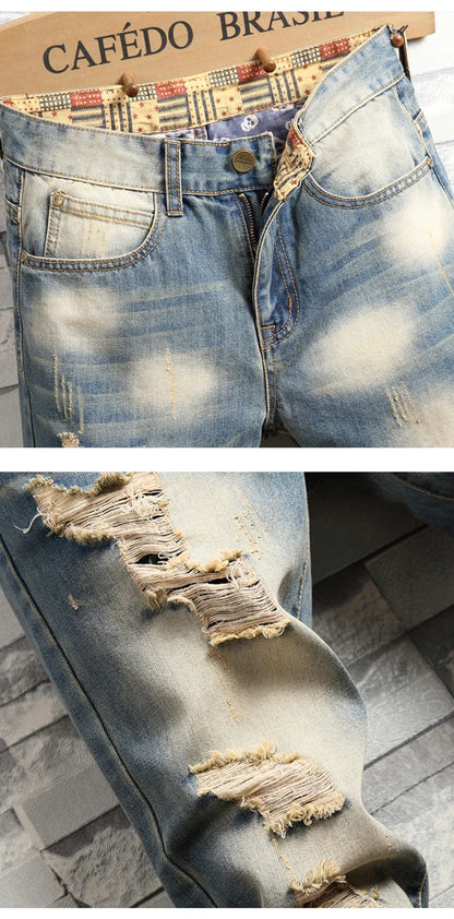 2024 Nouveaux Jeans Rétro Déchirés Slim pour Hommes