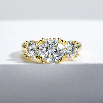 Bague Femme Argent 925 Sterling Or Jaune avec Moissanite – Trendy pour Engagement