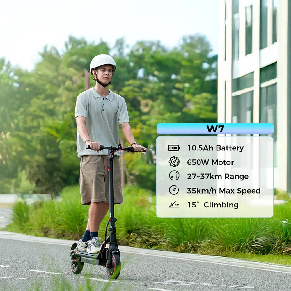 iScooter W7 – Scooter Électrique Adulte 650W, 35 km/h, Autonomie 40 km, Pliable – Batterie 36V 10.5Ah, Pneus 8.5