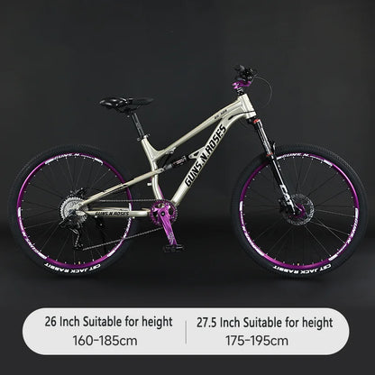 🚵 VTT 26"/27,5" 10 vitesses – Suspension pneumatique, cadre aluminium soft-tail