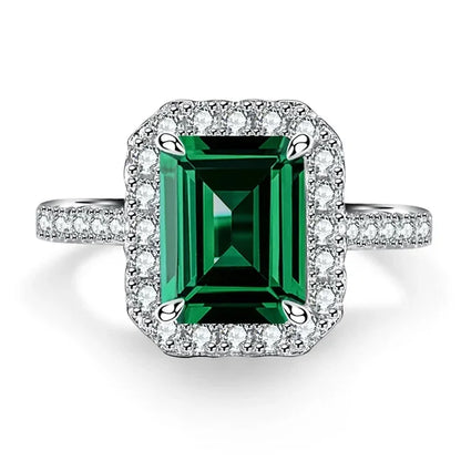 Bague en diamant taillée émeraude pour femme, or blanc de luxe, résistant, solide, PT950, 3 carats, cadeau pour la journée de Léon