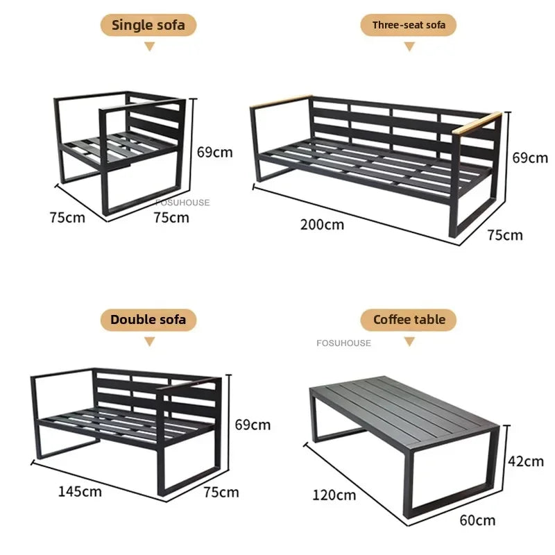 Canapé de cour en plein air européen, fauteuil en alliage d'aluminium, meubles de jardin de luxe, protection solaire, canapé étanche