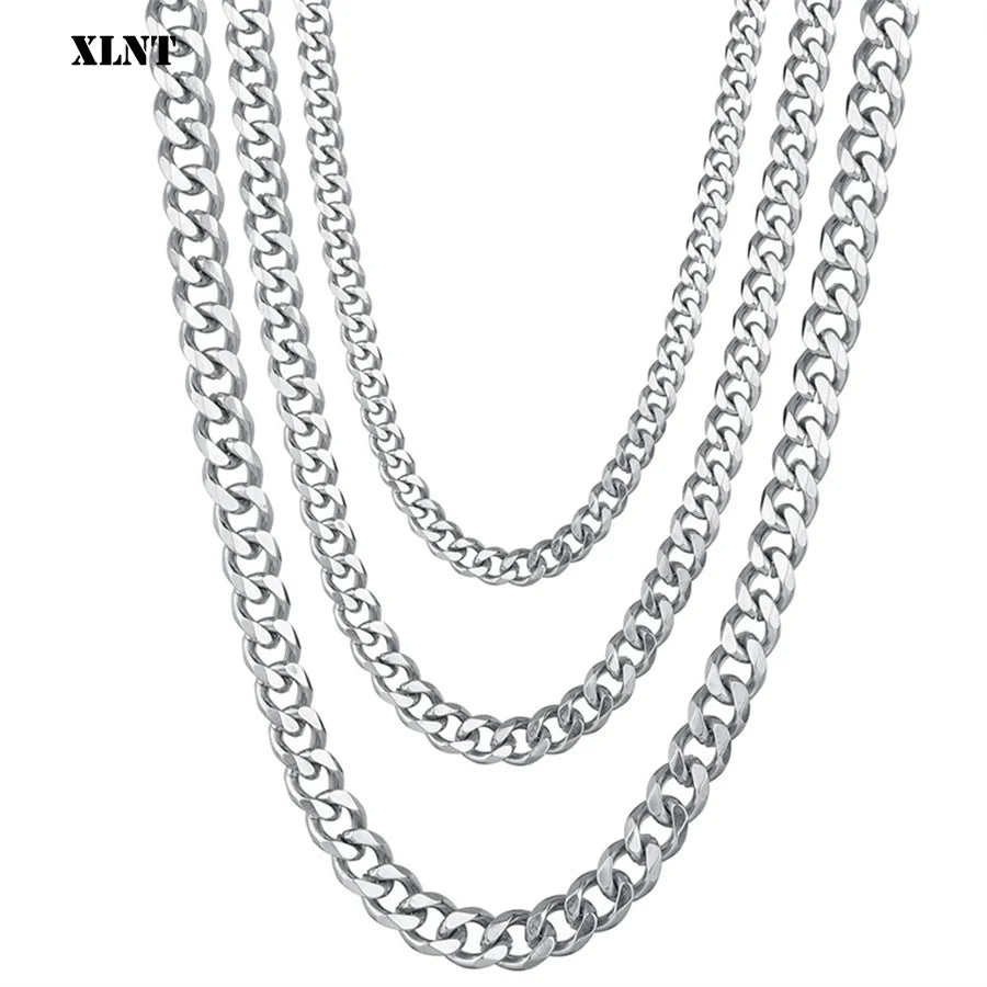 Collier à Maillons Cubains en Acier Inoxydable, Bijou pour Homme, Taille 3.6-9mm, 1 Pièce