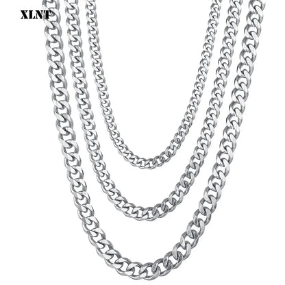 Collier à Maillons Cubains en Acier Inoxydable, Bijou pour Homme, Taille 3.6-9mm, 1 Pièce