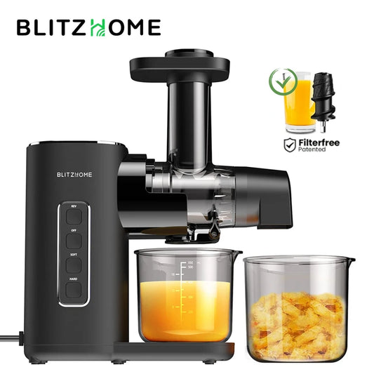 Blitzhome BH-JC01 Presse-agrumes à pression froide Modes à 2 vitesses Presse-agrumes à mastication lente pour légumes et fruits avec moteur silencieux