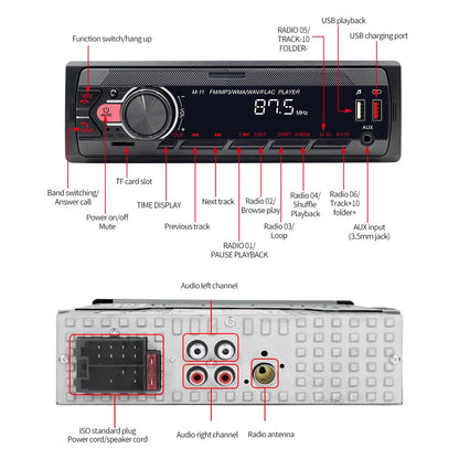 Autoradio Podofo 1DIN Bluetooth USB SD AUX – Lecteur MP3 avec Assistant Vocal