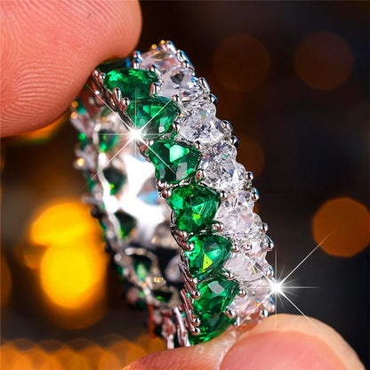 Bague de Luxe en Forme de Cœur pour Femme, Blanc, Vert, Rouge, Vintage, en Argent, pour Document de Mariage, pour Patients
