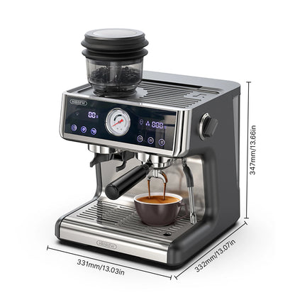 HiBREW H7A – Machine à Expresso Professionnelle 20 Bars avec Moulin Intégré &amp; Écran LCD