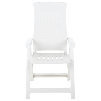 Ensemble de 2 chaises inclinables de jardin, meubles de salon d'extérieur en plastique blanc