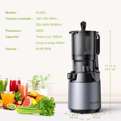 Extracteur de Jus Lent Biolomix SJ-023 – Grande Capacité &amp; Triple Filtre