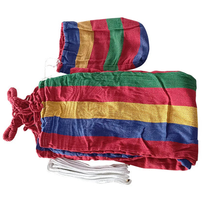 Grand hamac double à rayures, lit-balançoire d'extérieur, en toile épaisse, portable, pour camping, jardin