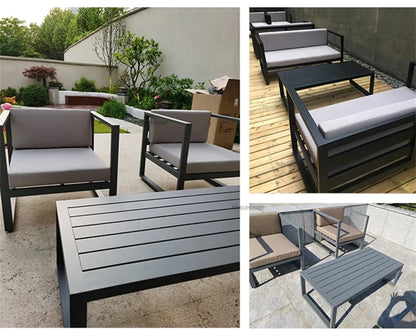 Canapé de cour en plein air européen, fauteuil en alliage d'aluminium, meubles de jardin de luxe, protection solaire, canapé étanche