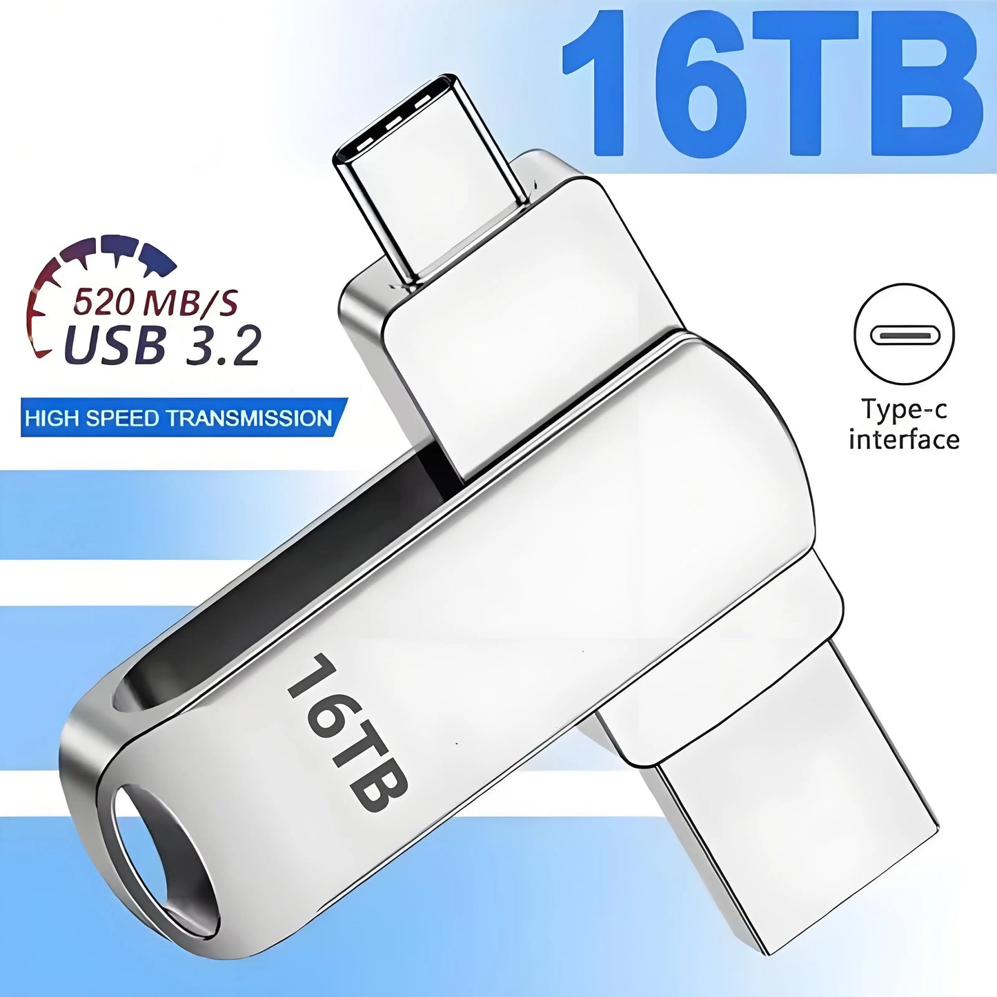 Xiaomi USB 3.2 16 to clé USB mémoire type-c 2-en-1 8 to 16 to OTG clé USB 4 to disque Flash haute vitesse 2 to pour ordinateur portable