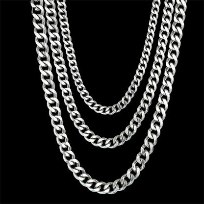 Collier à Maillons Cubains en Acier Inoxydable, Bijou pour Homme, Taille 3.6-9mm, 1 Pièce