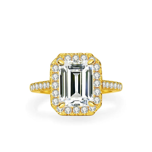 Bague Femme Argent 925 avec Moissanite Rectangle – Trendy pour Engagement