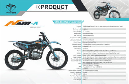 YKF-DB19 Moto Enduro 250cc – 4 Temps, 120 km/h Off-Road