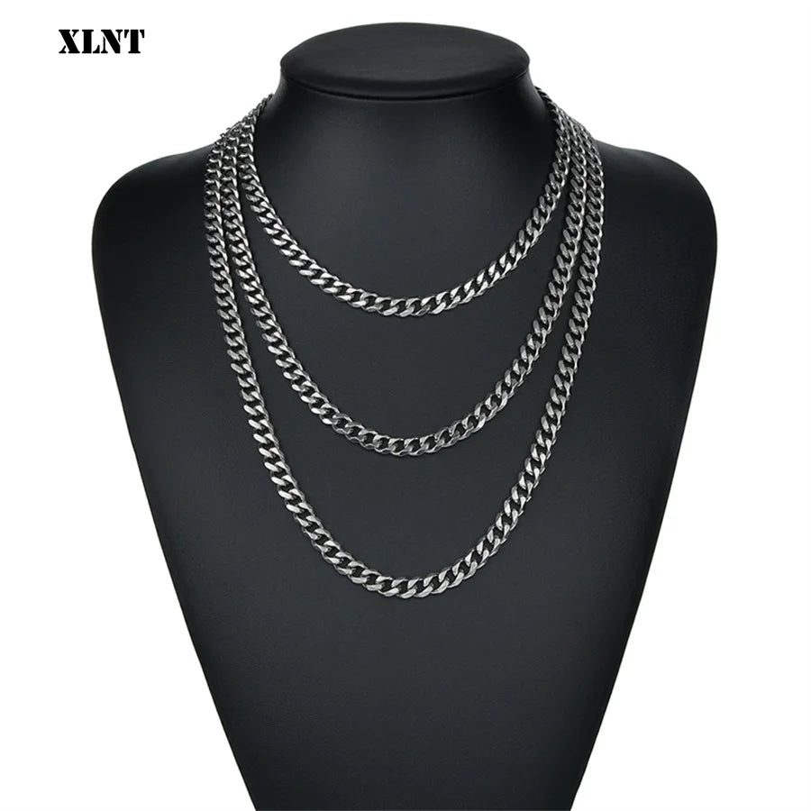 Collier à Maillons Cubains en Acier Inoxydable, Bijou pour Homme, Taille 3.6-9mm, 1 Pièce