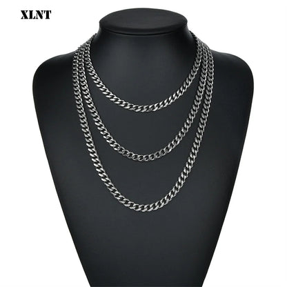 Collier à Maillons Cubains en Acier Inoxydable, Bijou pour Homme, Taille 3.6-9mm, 1 Pièce