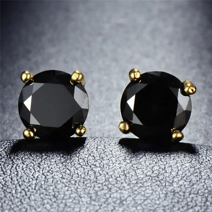 Boucles d'oreilles rondes en cristal pour femme, bijoux de mariage classiques, documents en or vintage, 4 broches, noir et violet