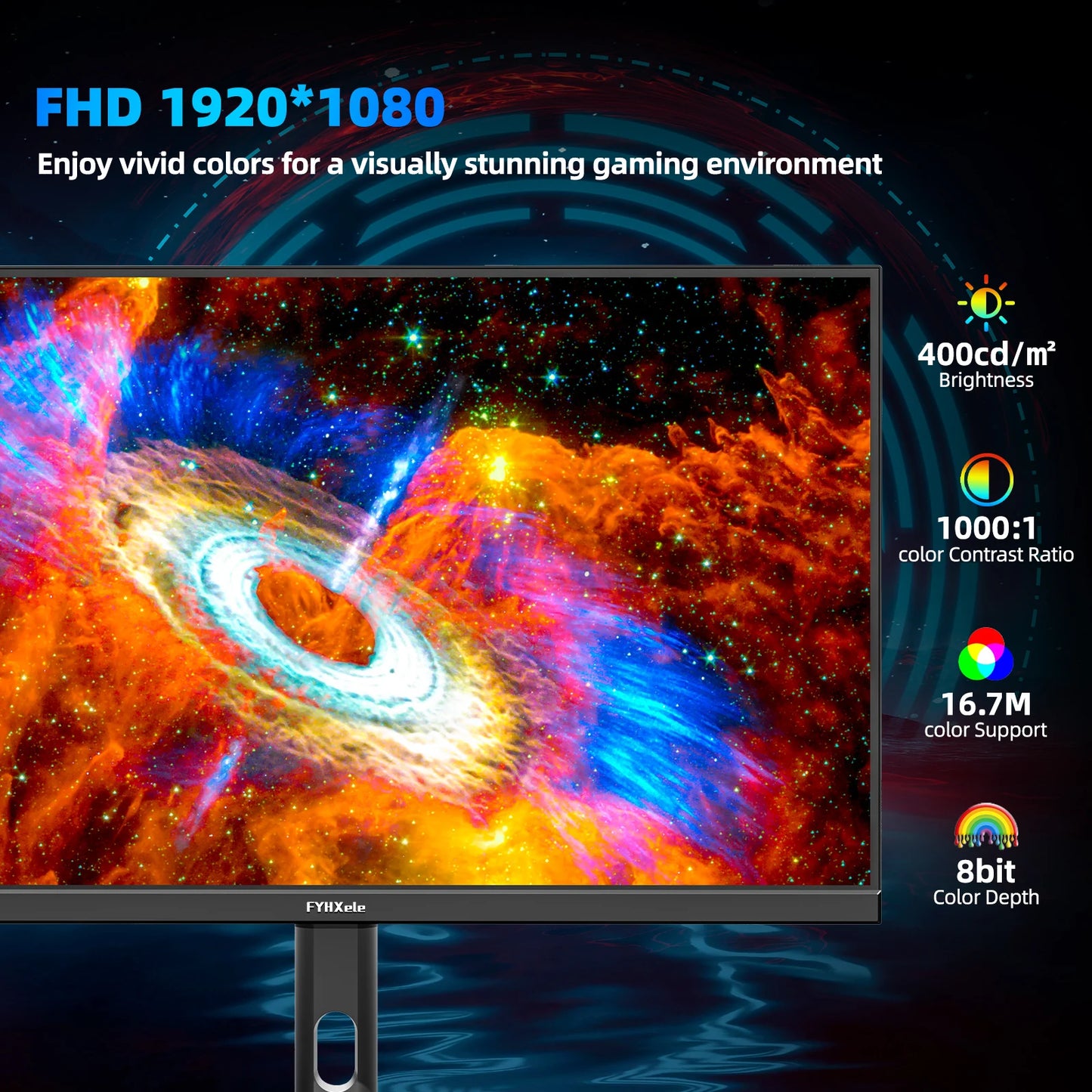 FYHXele 27 pouces 380Hz moniteur de jeu 1080P IPS 0.5ms GTG moniteur d'ordinateur moniteur Vertical réglable prise en charge FreeSync HDR VESA