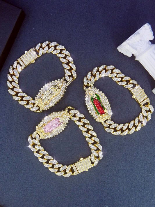 Coffret cadeau pour bracelet vierge marie, plaqué or 14 carats, 1 pièce