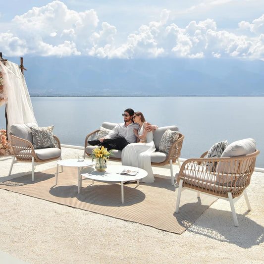 Artie haute qualité loisirs rotin canapé luxe PE tissé osier jardin Patio meubles d'extérieur canapé ensembles