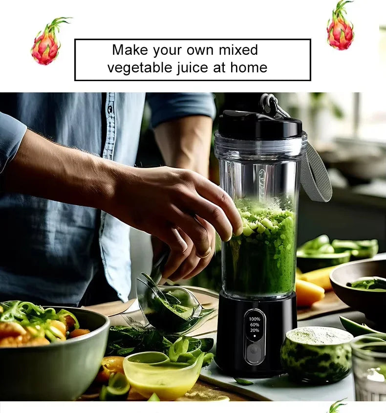 Nouveau presse-agrumes Portable double usage tasse de jus USB 4000mAh batterie intérieur extérieur mélangeur de fruits 4 lames Smoothie bouteille de jus tasse mélangeur