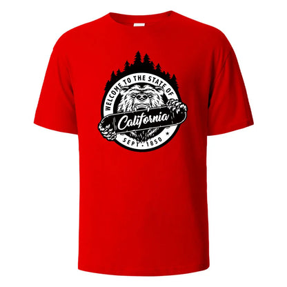 T-shirt californien 100% coton – Homme & femme, été, col rond, respirant et manches courtes