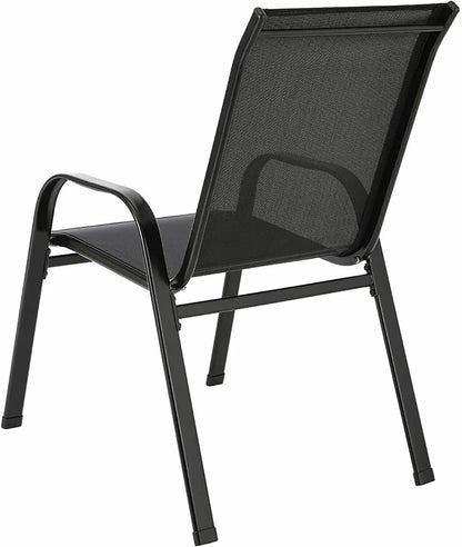 4 pièces chaises de jardin acier-fer + tissu Casseline pliant dossier haut chaise de balcon chaise de Camping sièges extérieurs groupe noir