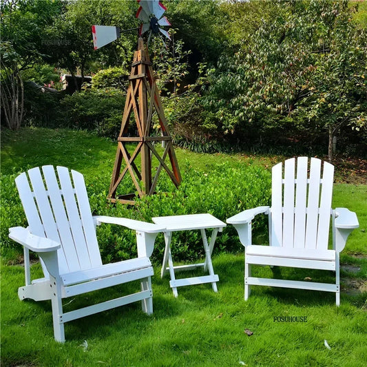Ensemble de meubles de jardin avec dossier nordique en bois massif, ensemble de Table et chaises d'extérieur rétro, canapé de cour extérieure, chaise longue