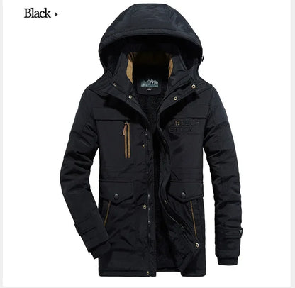 Veste longue polaire homme épaisse et chaude, style décontracté avec capuche amovible. Parfaite pour l’hiver ❄️. -10% pour les abonnés ParisPetitPrix.com !