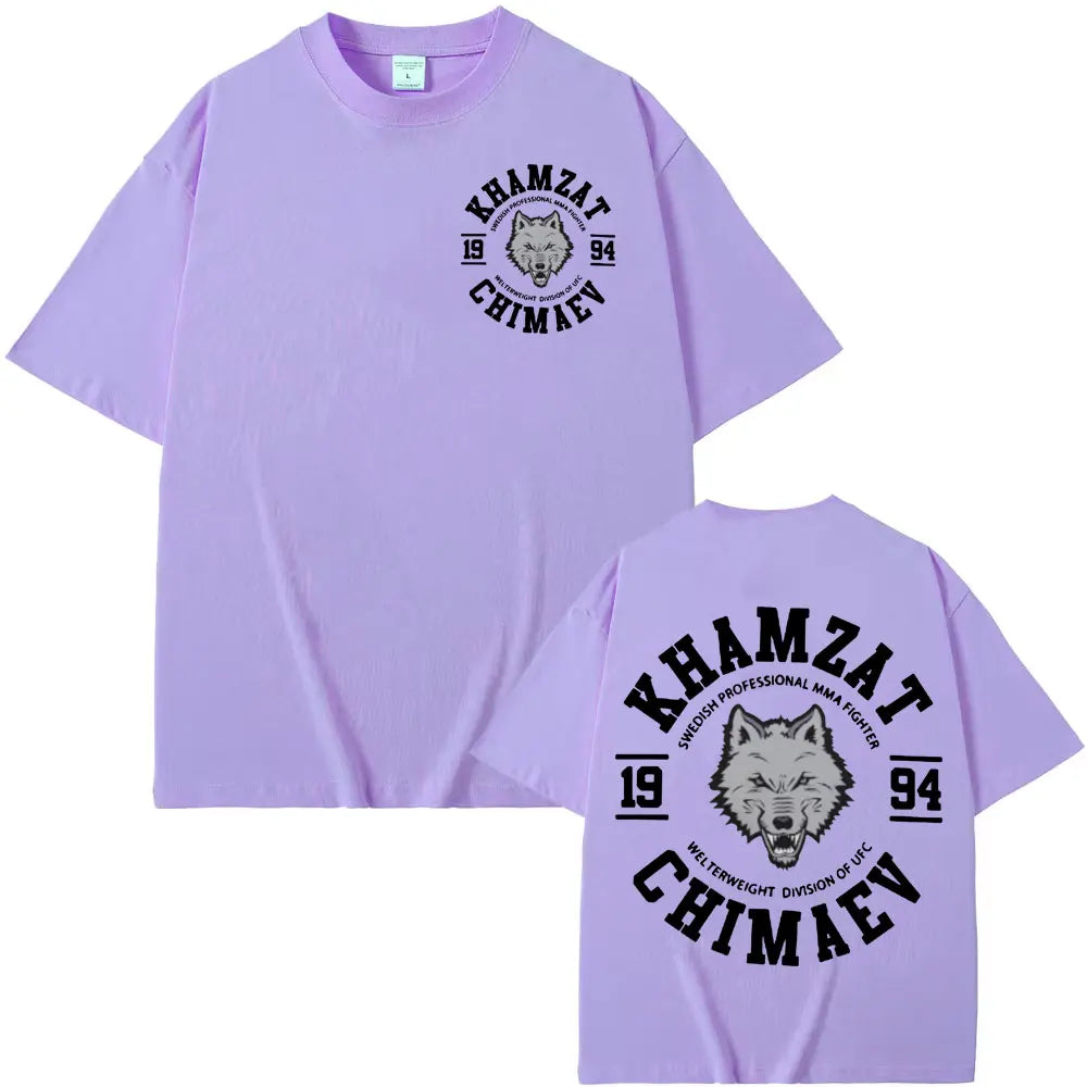 T-shirt Khamzat Chimaev – Homme, 100% Coton, Graphique Vintage, Oversize